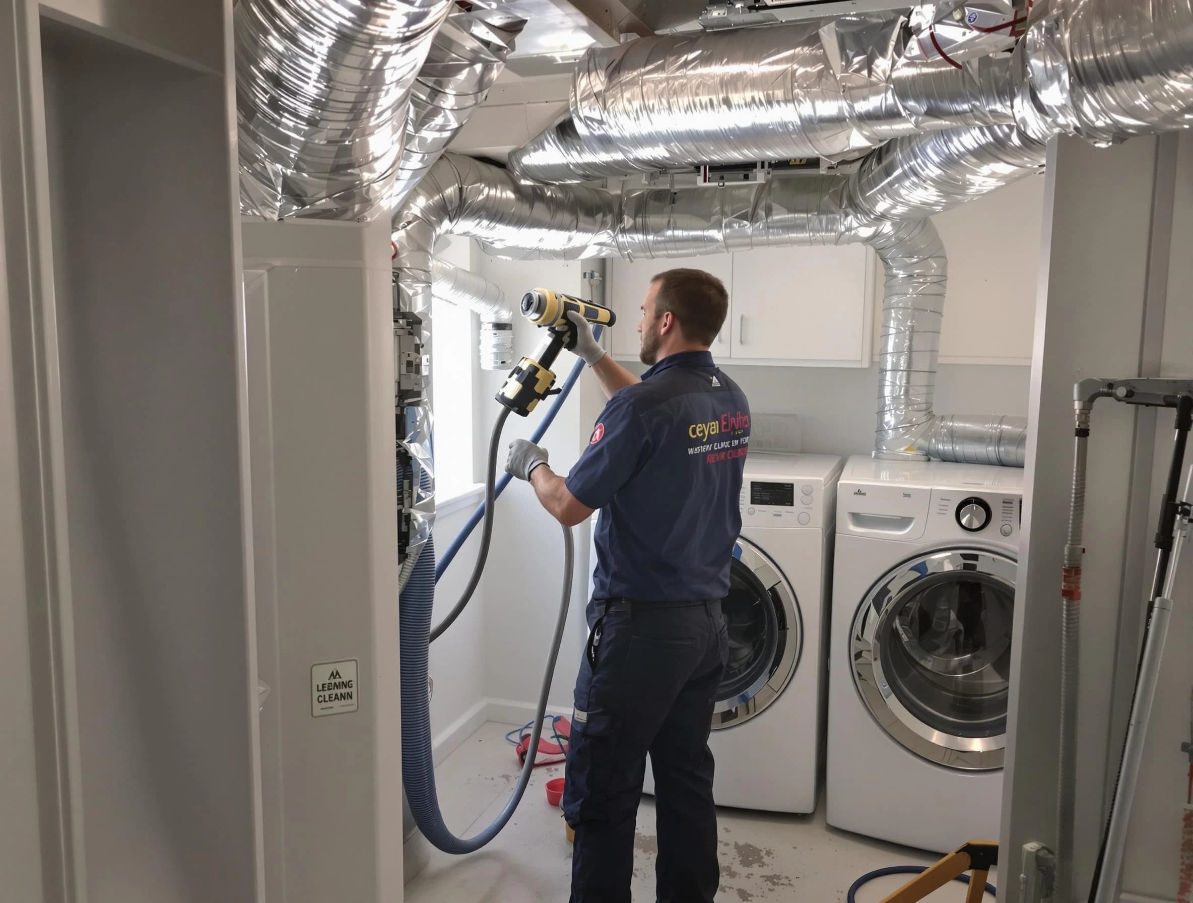 Brockton Dryer Vent Cleaning specialist using advanced equipment for thorough duct cleaning in Brockton