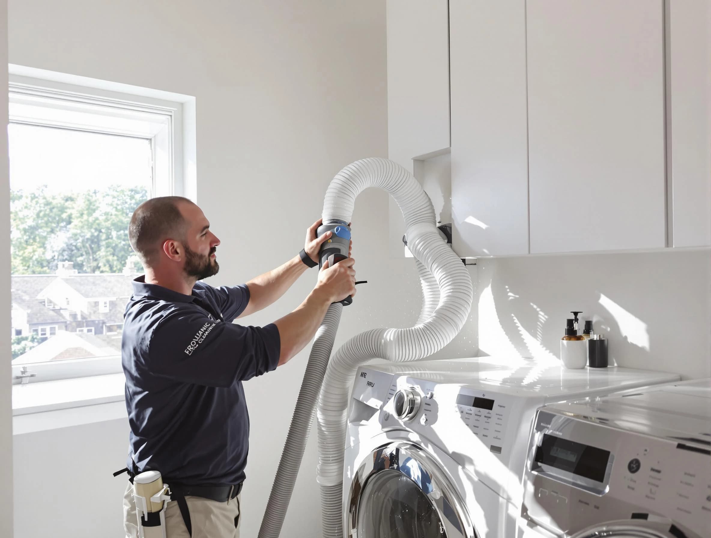 Certified Brockton Dryer Vent Cleaning technician performing dryer vent cleaning in Brockton
