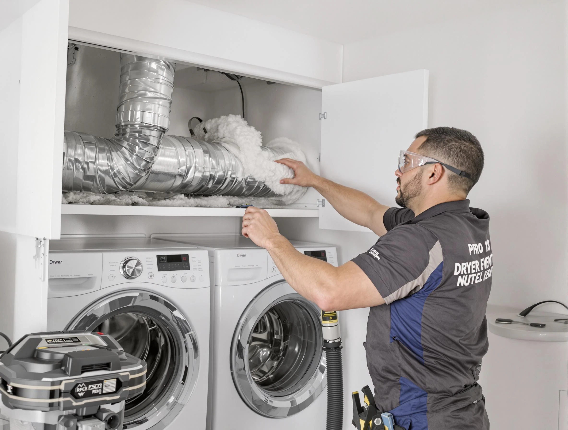 Brockton Dryer Vent Cleaning certified technician performing specialized gas dryer vent cleaning in Brockton