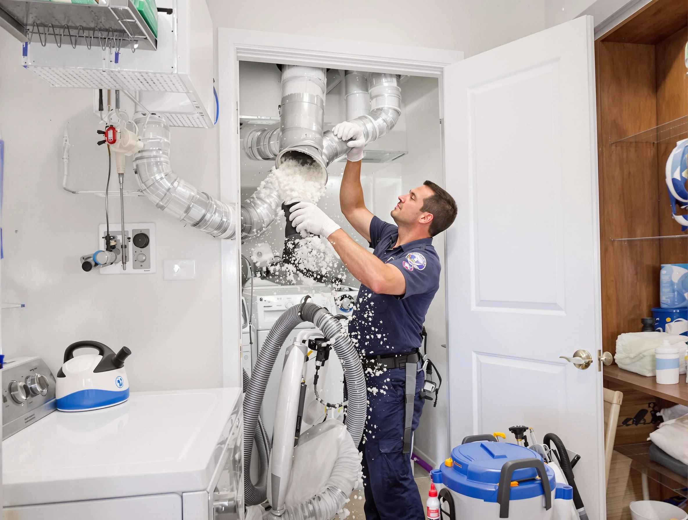 Brockton Dryer Vent Cleaning technician delivering thorough residential dryer vent cleaning service in Brockton